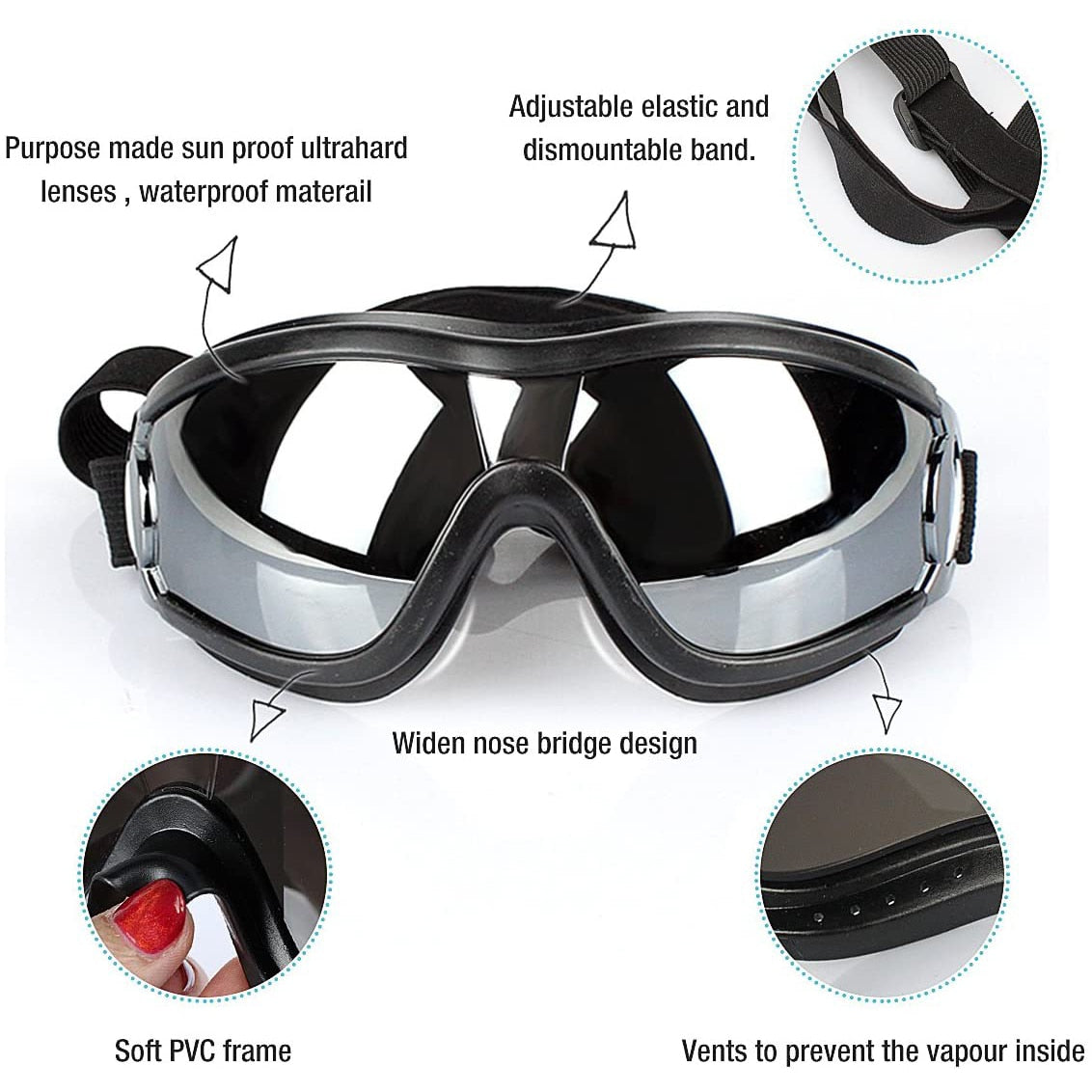 Hundebrille mit UV Schutz, Schutzbrille für Hunde, Ansicht 2