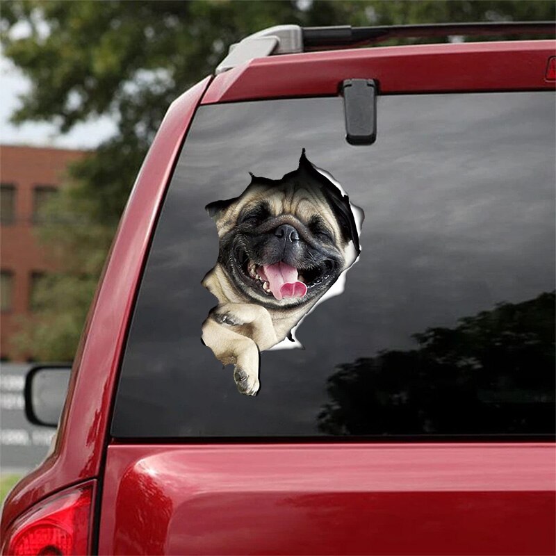 3D Hunde Aufkleber - realistische Sticker für Auto und Fenster