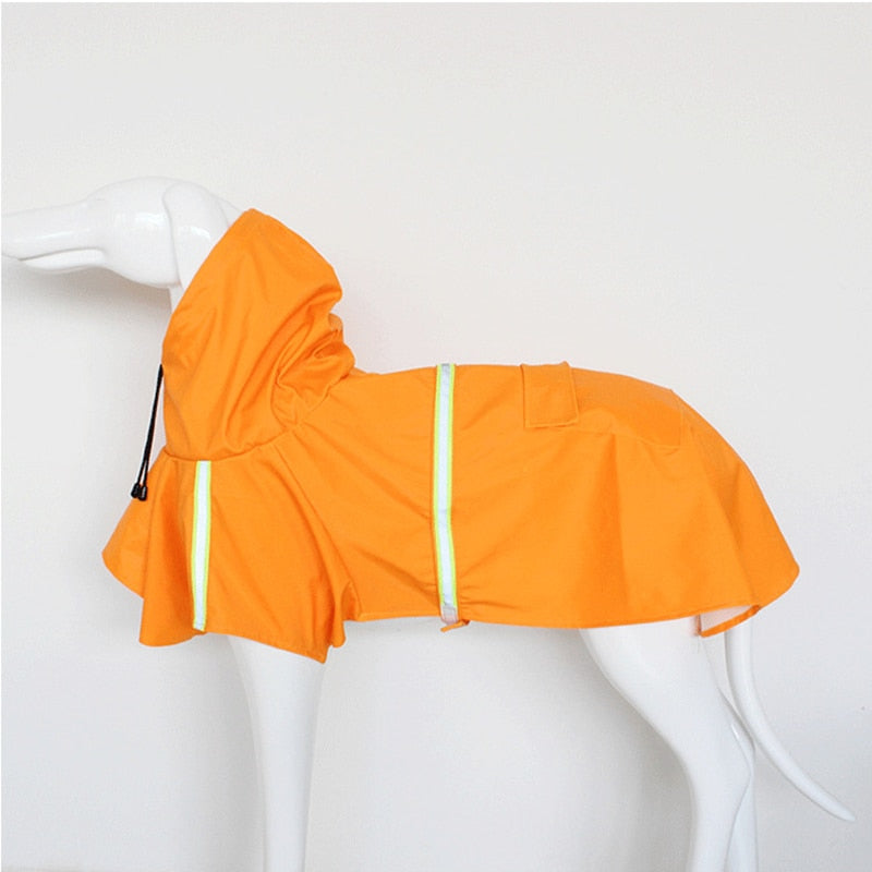 Hunderegenmantel mit Beinen und Kapuze in Orange