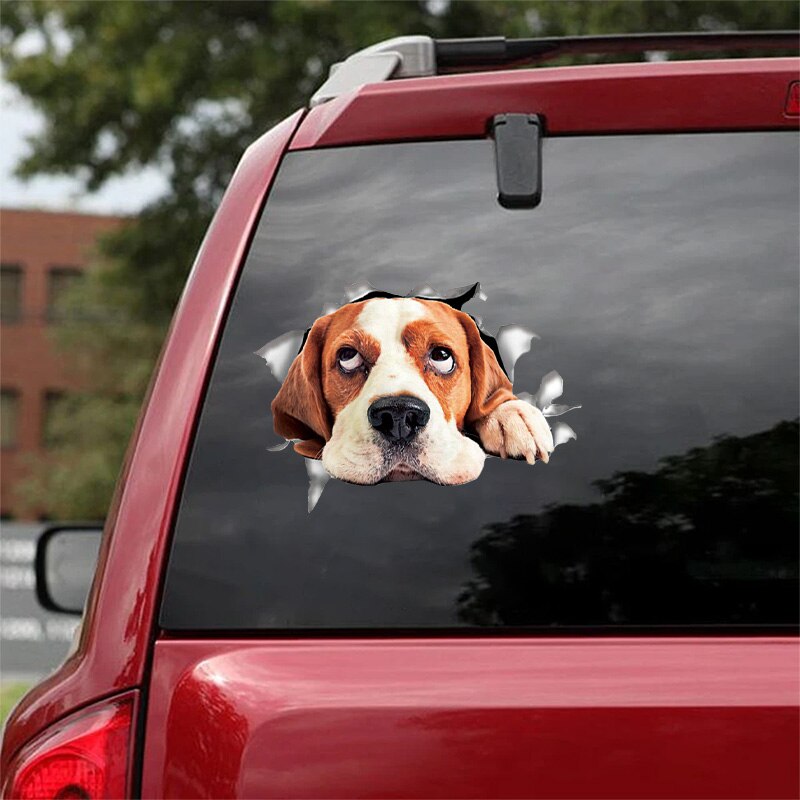 3D Hunde Aufkleber - realistische Sticker für Auto und Fenster