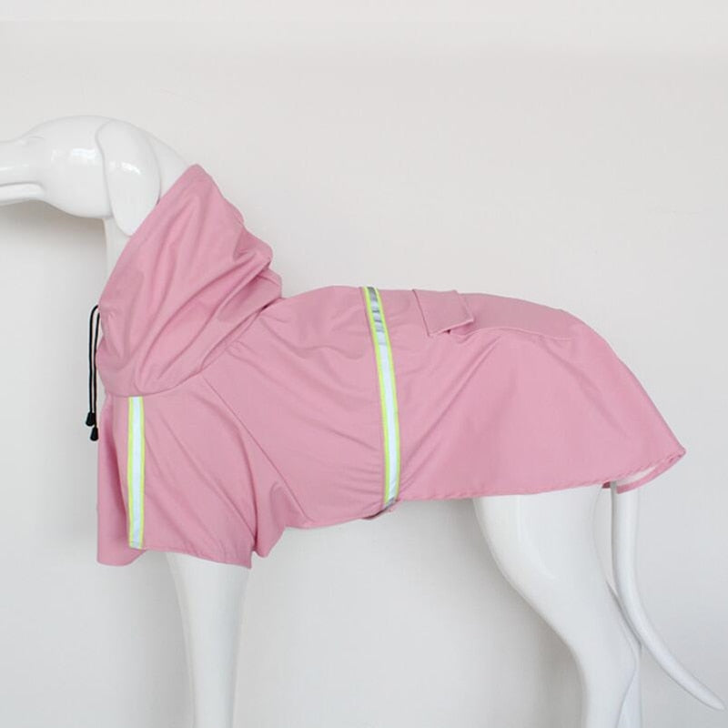 Hunderegenmantel mit Beinen und Kapuze in Rosa