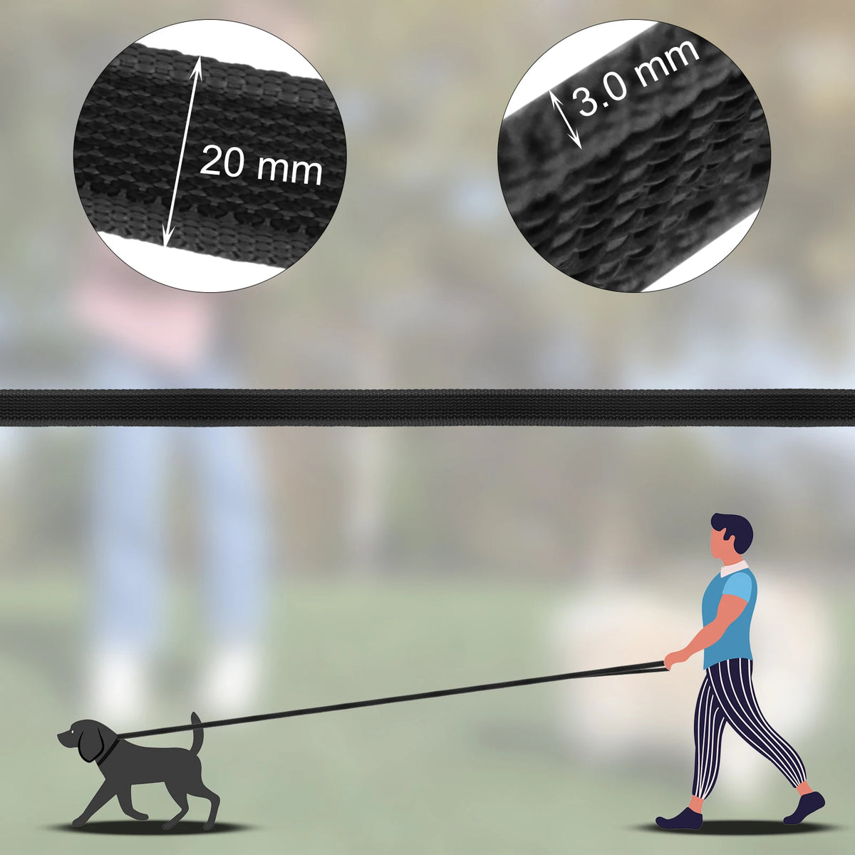 Schleppleine Hund - Trainingsleine 1,5 bis 15 m, gummiert