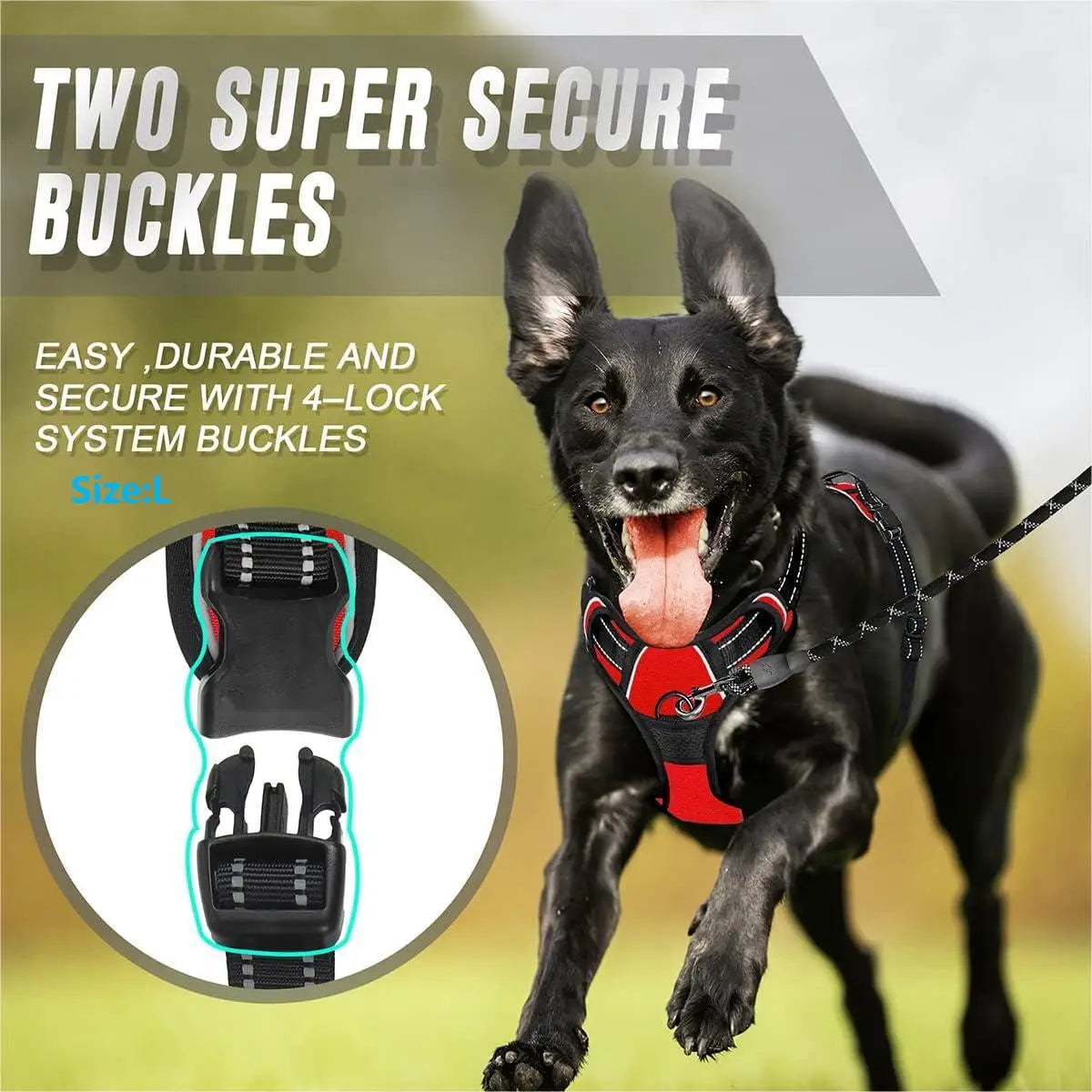 No Pull Hundegeschirr reflektierend - mit Frontclip und Griff