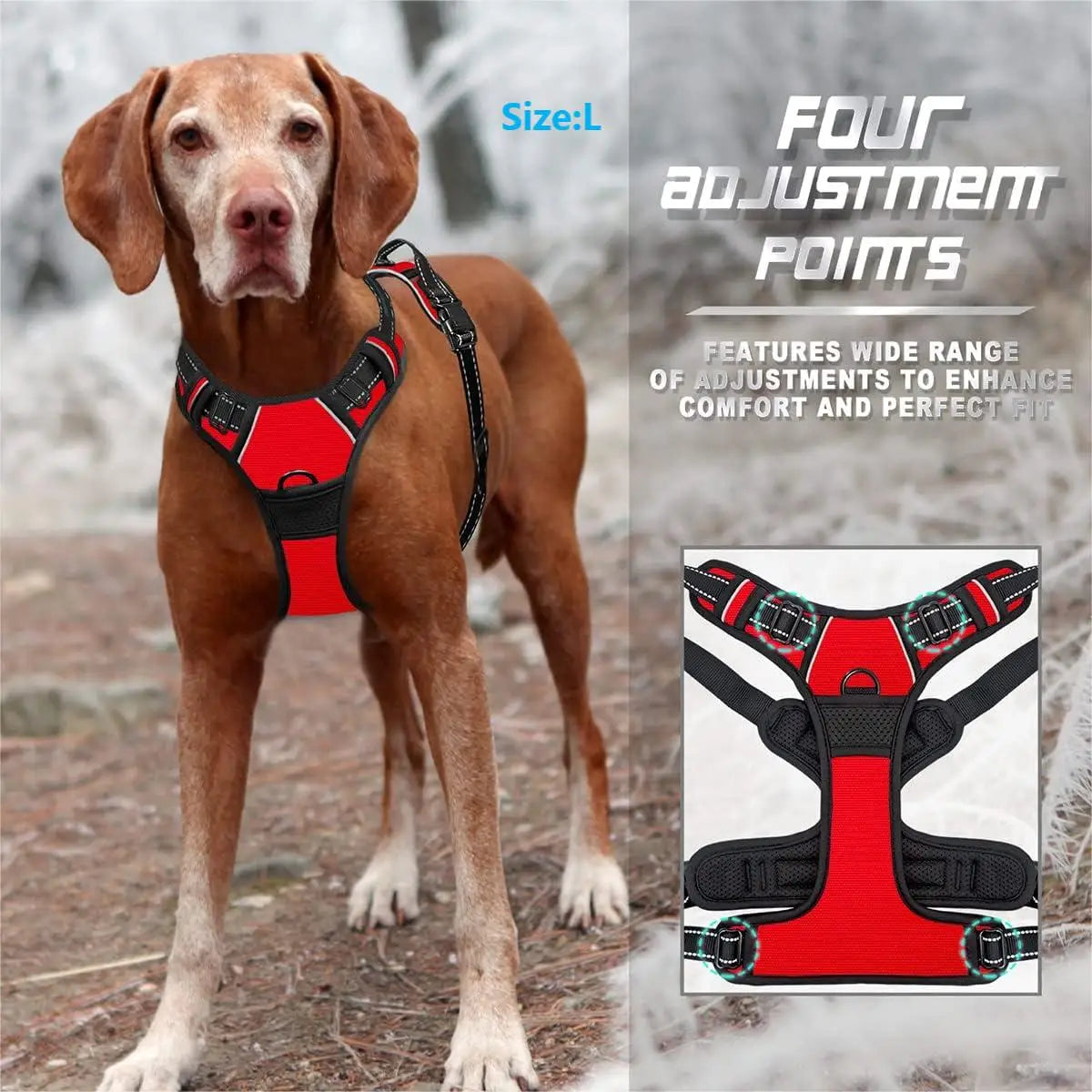 No Pull Hundegeschirr reflektierend - mit Frontclip und Griff