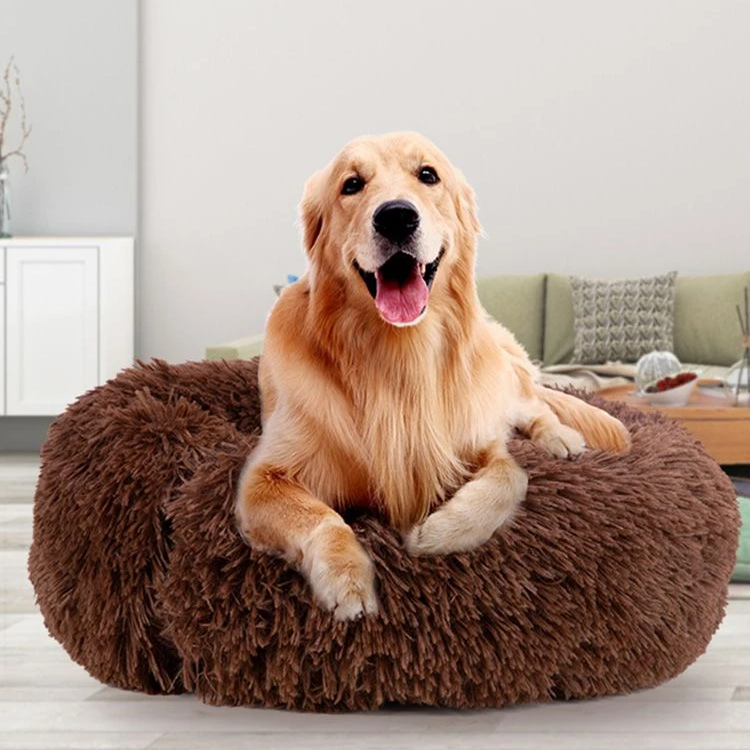 Flauschiges Donut Hundebett, rund und waschbar