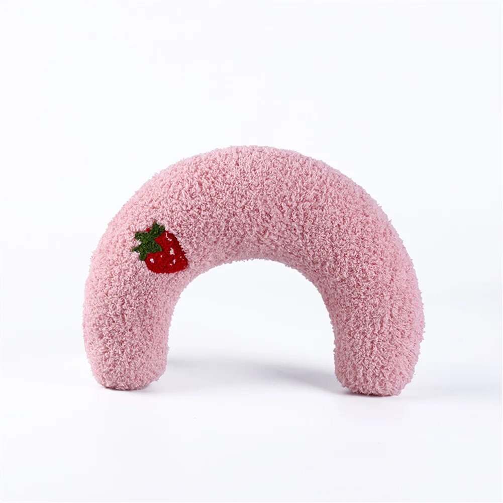 Flauschiges Hundekissen in Mondform in Rosa